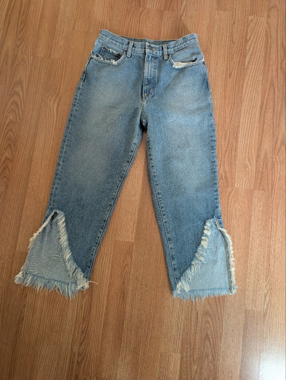 Carmar Light Blue Frayed Wide Leg Jeans